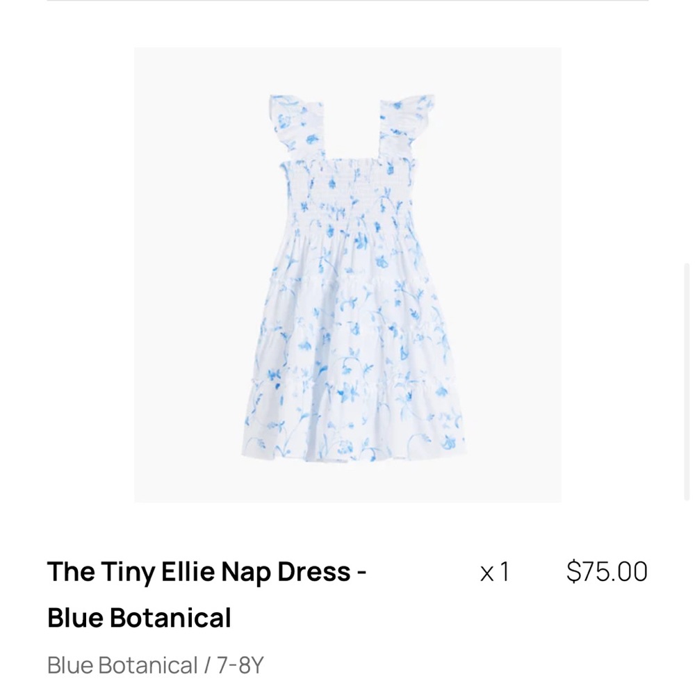 Hill House The Tiny Ellie Nap Dress - Blue Botanical NWT / 7-8Y